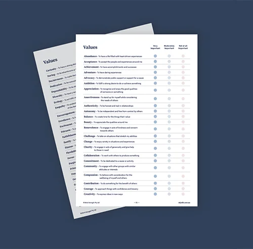 Values Exercise Worksheet
