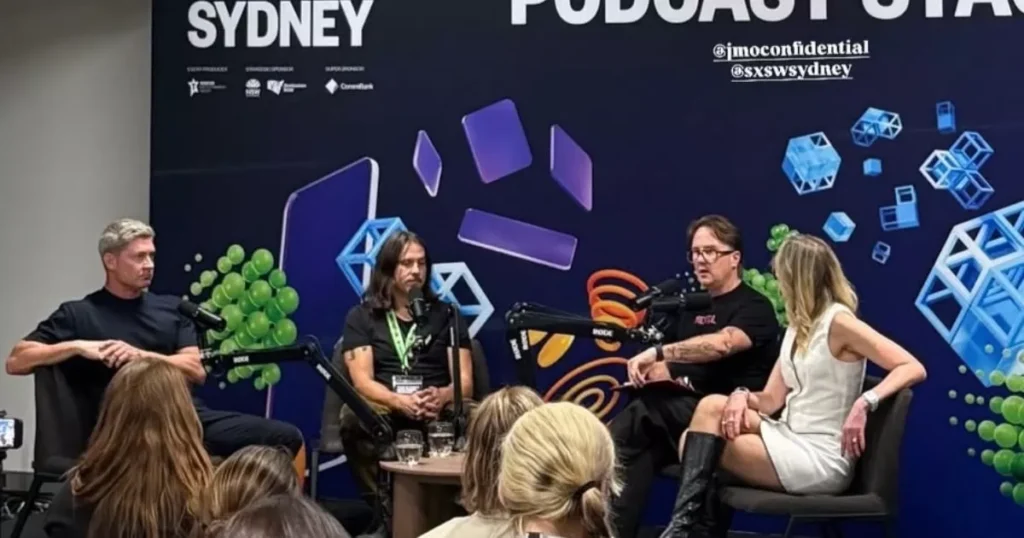 Dr Jodie Lowinger speaking live on the SXSW Sydney Podcast Stage.