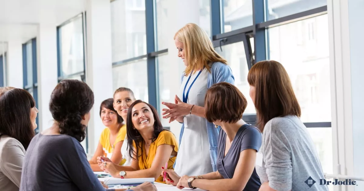 Professionals participating in an interactive leadership workshop and group discussion.